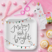 Vrolijk en helder kerstverlichting Feestelijk Papieren Bordje (Feest)