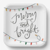 Vrolijk en helder kerstverlichting Feestelijk Papieren Bordje (Voorkant)