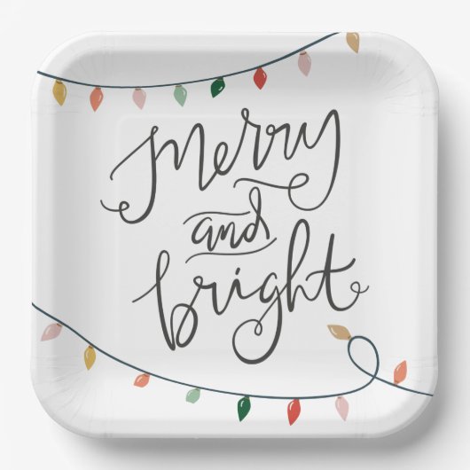 Vrolijk en helder kerstverlichting Feestelijk Papieren Bordje (Voorkant)