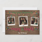 Vrolijk en helder kerstverlichting Foto Polaroids Feestdagenkaart (Voorkant)