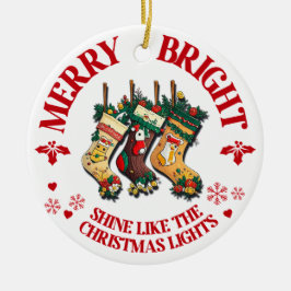 Vrolijk en helder kerstversiering - 3 keramisch ornament