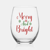 Vrolijk en helder klassieke kerstvakantie wijnglas zonder voet (Voorkant)