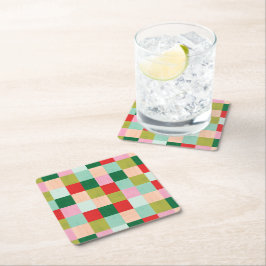 Vrolijk en helder kleurenblok kartonnen onderzetters