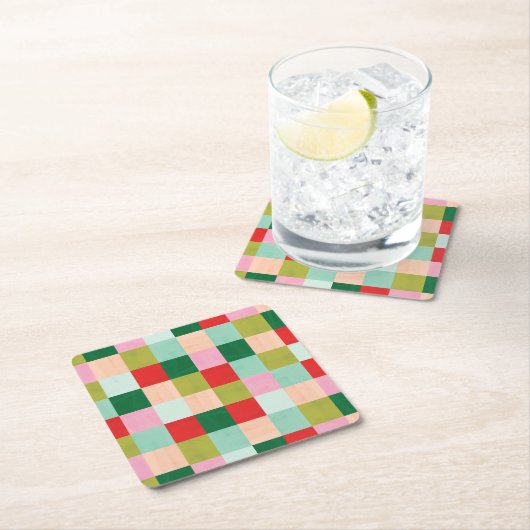 Vrolijk en helder kleurenblok kartonnen onderzetters (Insitu)