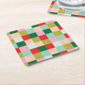 Vrolijk en helder kleurenblok kartonnen onderzetters (Schuin)