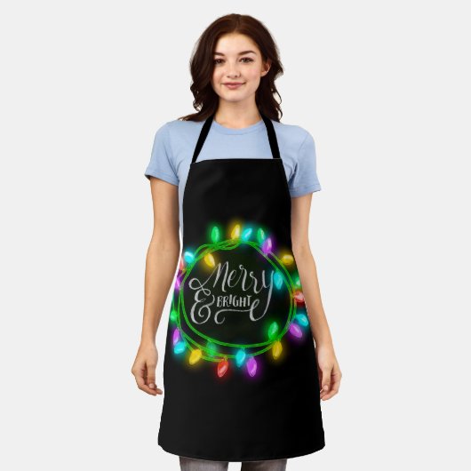 Vrolijk en helder kleurrijk Holiday Lights Schort (Gedragen)