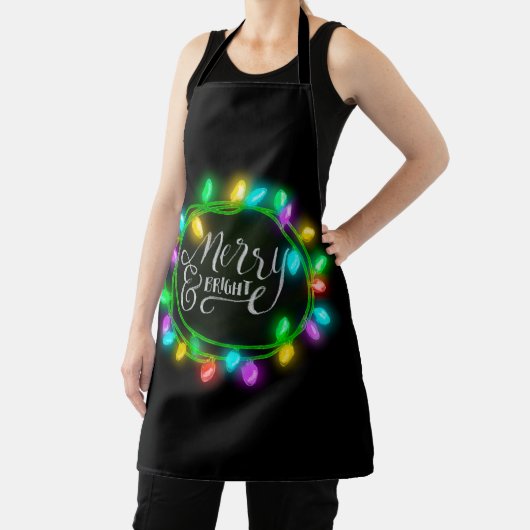 Vrolijk en helder kleurrijk Holiday Lights Schort (Insitu)