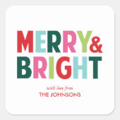 Vrolijk en helder kleurrijk Kerst sticker (Voorkant)