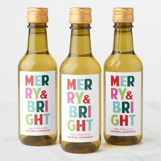 Vrolijk en helder kleurrijk Mini Wijnflesje Label Wijn Etiket (Flessen)