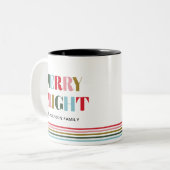 Vrolijk en helder kleurrijk Retro Family Gift Tweekleurige Koffiemok (Voorkant links)