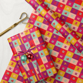 Vrolijk en helder kleurrijk Type Vierkanten Patroo Cadeaupapier