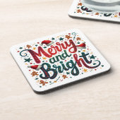 Vrolijk en helder kleurrijke feestelijke retrotypo bier onderzetter (Linkerzijde)