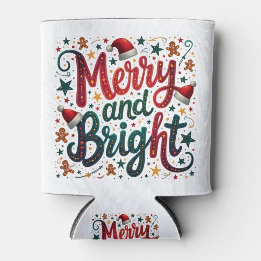 Vrolijk en helder kleurrijke feestelijke retrotypo blikjeskoeler (Voorkant)