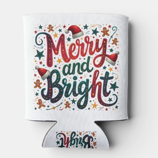 Vrolijk en helder kleurrijke feestelijke retrotypo blikjeskoeler (Achterkant)