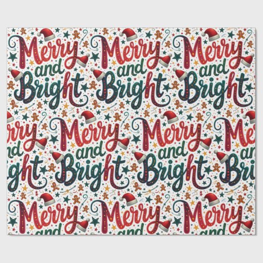 Vrolijk en helder kleurrijke feestelijke retrotypo cadeaupapier (Vlak)