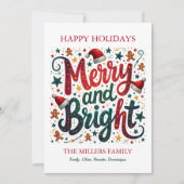 Vrolijk en helder kleurrijke feestelijke retrotypo feestdagenkaart (Voorkant)