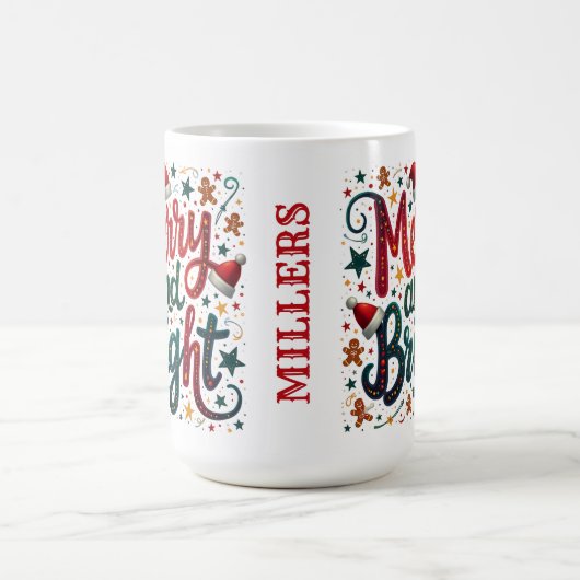 Vrolijk en helder kleurrijke feestelijke retrotypo koffiemok (Center)