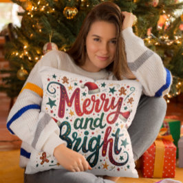 Vrolijk en helder kleurrijke feestelijke retrotypo kussen