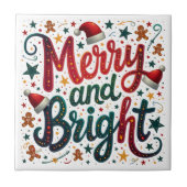 Vrolijk en helder kleurrijke feestelijke retrotypo tegeltje (Voorkant)