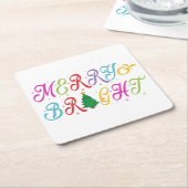 Vrolijk en helder kleurrijke kerstboom feestelijk kartonnen onderzetters (Schuin)