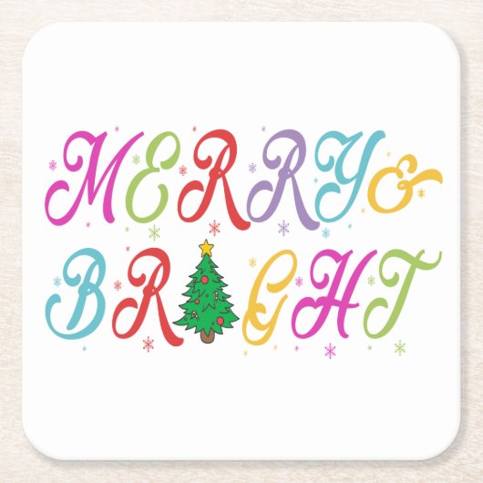 Vrolijk en helder kleurrijke kerstboom feestelijk kartonnen onderzetters (Voorkant)