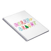 Vrolijk en helder kleurrijke kerstboom feestelijk notitieboek (Rechterzijde)