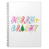 Vrolijk en helder kleurrijke kerstboom feestelijk notitieboek (Voorkant)