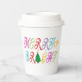 Vrolijk en helder kleurrijke kerstboom feestelijk papieren bekers (Achterkant)