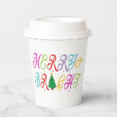 Vrolijk en helder kleurrijke kerstboom feestelijk papieren bekers (Voorkant)