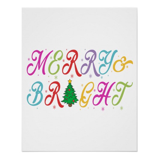 Vrolijk en helder kleurrijke kerstboom feestelijk perfect poster (Voorkant)