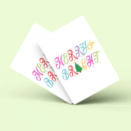 Vrolijk en helder kleurrijke kerstboom feestelijk pokerkaarten