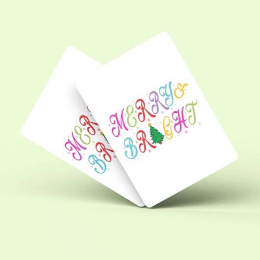 Vrolijk en helder kleurrijke kerstboom feestelijk pokerkaarten