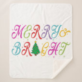 Vrolijk en helder kleurrijke kerstboom feestelijk sherpa deken (Voorkant)