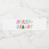 Vrolijk en helder kleurrijke kerstboom feestelijk waterfles etiket (Enkel label)