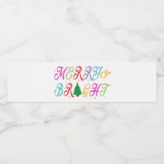 Vrolijk en helder kleurrijke kerstboom feestelijk waterfles etiket (Enkel label)