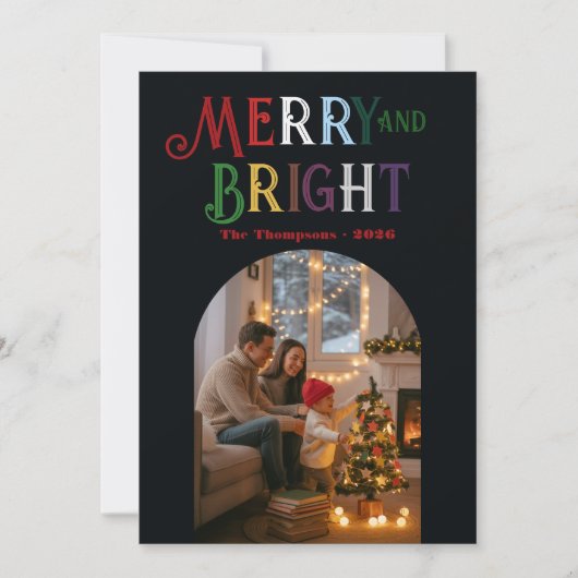 Vrolijk en helder kleurrijke kerstfoto feestdagenkaart (Voorkant)