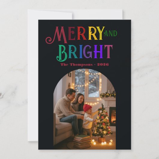 Vrolijk en helder kleurrijke kerstfoto feestdagenkaart (Voorkant)