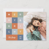 Vrolijk en helder kleurrijke moderne kerstfoto feestdagenkaart (Voorkant)