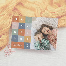 Vrolijk en helder kleurrijke moderne kerstfoto folie feestdagenkaart