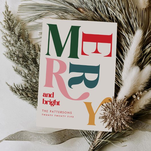 Vrolijk en helder kleurrijke retro kerst feestdagenkaart