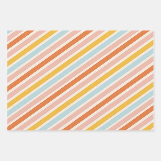 Vrolijk en helder Kleurrijke Retro Strepen Kerstmi Inpakpapier Vel (Voorkant 2)