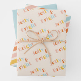 Vrolijk en helder Kleurrijke Retro Strepen Kerstmi Inpakpapier Vel