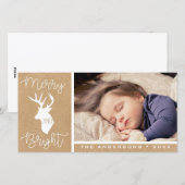 Vrolijk en helder | Kraft Deer | rustieke kerst Feestdagenkaart (Voorkant / Achterkant)