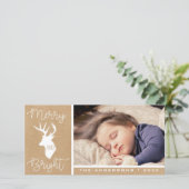 Vrolijk en helder | Kraft Deer | rustieke kerst Feestdagenkaart (Staand voorkant)