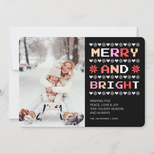 Vrolijk en helder | Lelijke kerst trui foto Feestdagenkaart (Voorkant)