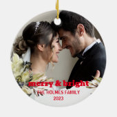 Vrolijk en helder | Leuke kerst paar foto Keramisch Ornament (Achterkant)