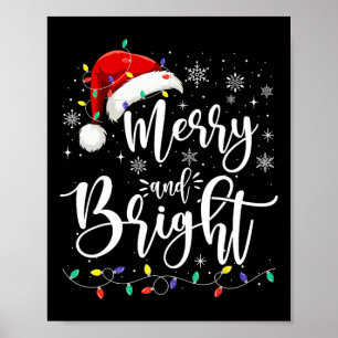 Vrolijk en helder licht rood kerstmuts Xmas famili Poster