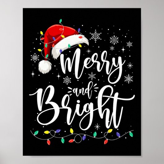 Vrolijk en helder licht rood kerstmuts Xmas famili Poster (Voorkant)
