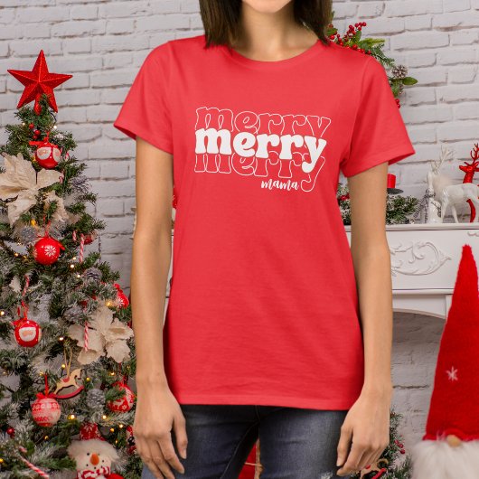 Vrolijk en helder mama en mini bijpassende Kerstmi T-shirt