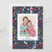 Vrolijk en helder marine botanische kerst foto feestdagenkaart (Voorkant)